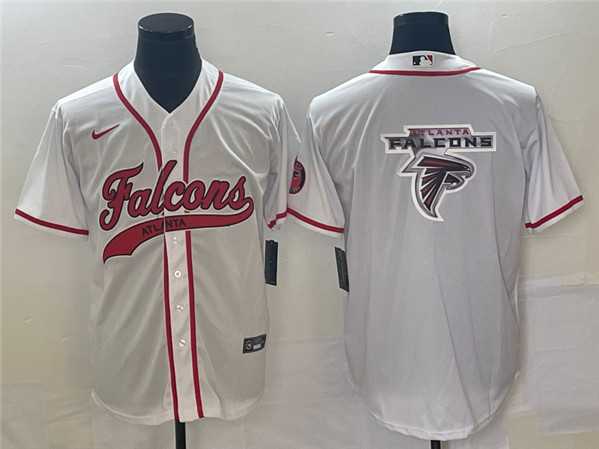 Mens Atlanta Falcons White Team Big Logo With Patch Cool Base Stitched Baseball Jersey